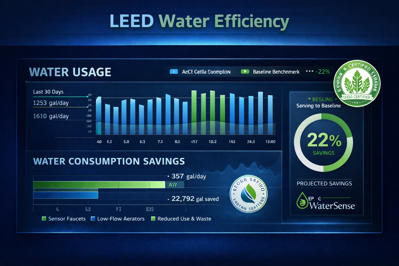 LEED water efficiency performance dashboard